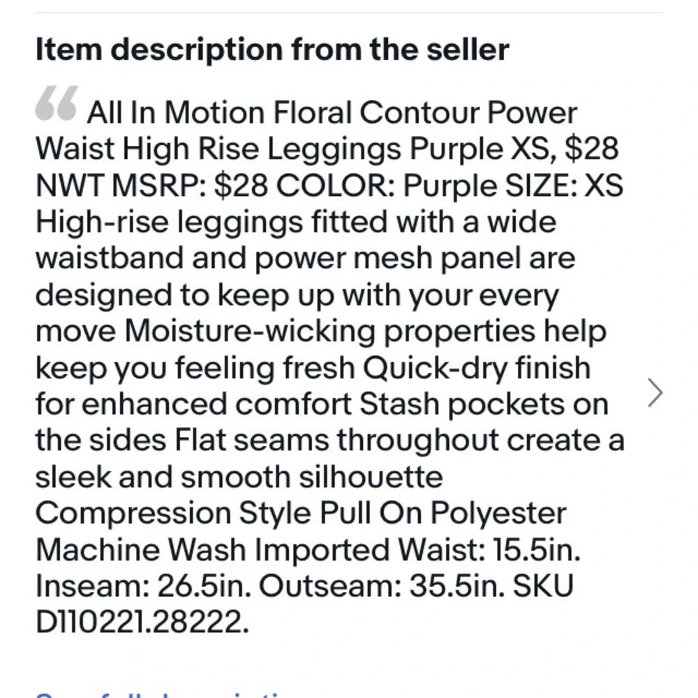NWT All in Motion Floral XS Leggings Active Wear Gym Abstract Loungewear - Picture 7 of 9